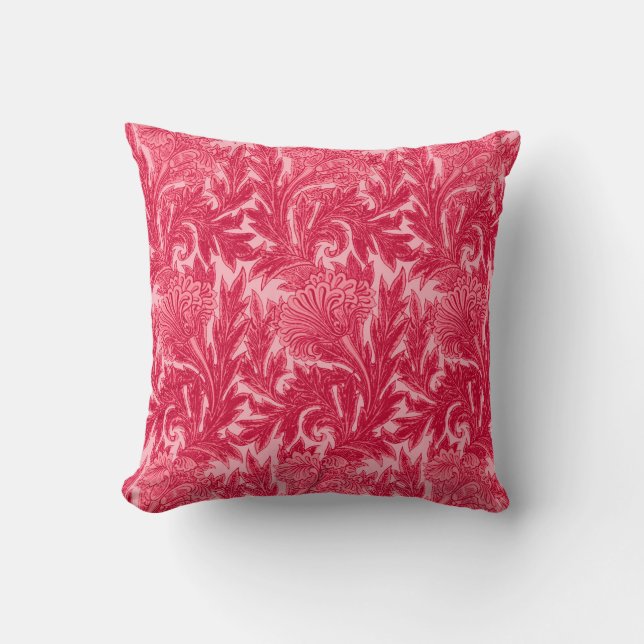 Jakobinische Blume Damask, Fuchsia und Light Pink Kissen (Vorderseite)
