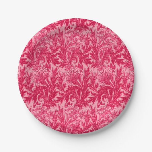 Jakobinische Blume Damask, Fuchsia und Light Pink Pappteller (Vorderseite)