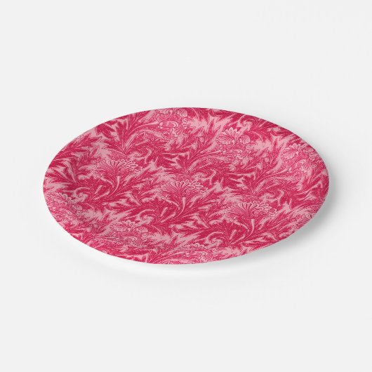 Jakobinische Blume Damask, Fuchsia und Light Pink Pappteller (Schrägansicht)