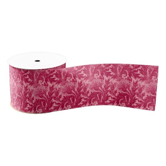 Jakobinische Blume Damask, Fuchsia und Light Pink Ripsband (Spule)