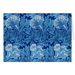 Jakobinische Blume Damask, Navy, Sky Blue und Whit