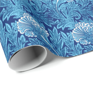 Jakobinische Blume Damask, Navy, Sky Blue und Whit Geschenkpapier