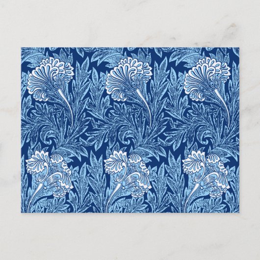 Jakobinische Blume Damask, Navy, Sky Blue und Whit Postkarte (Vorderseite)