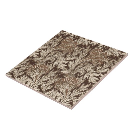 Jakobinische Blume Damask, Taupe Tan und Creme Fliese (Seite)