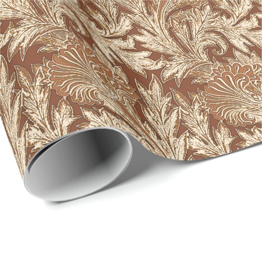 Jakobinische Blume Damask, Taupe Tan und Creme Geschenkpapier (Rolleneckpunkt)