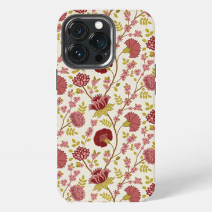 Jakobinische Blumengestaltung Rot Pink Gold Creme iPhone 13 Pro Hülle