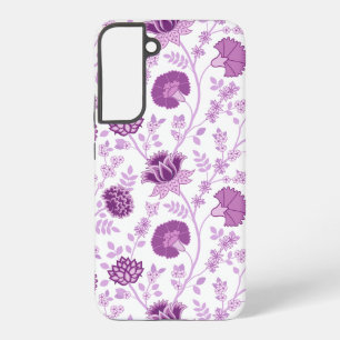 Jakobinisches großes Blumenmuster Rosa auf Weiß Samsung Galaxy Hülle