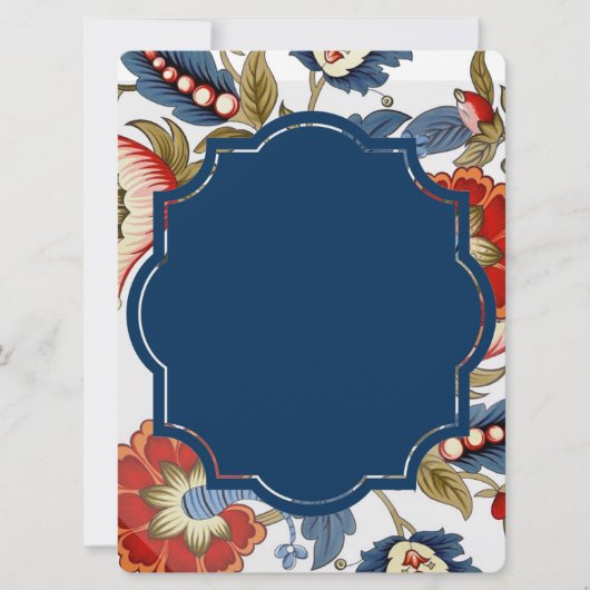 Jakobinrot und blau Blanke Einladung (Vorderseite)