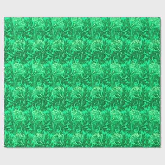 Jakobische Blume Damask, Emerald und Lime Green Geschenkpapier (Flach)