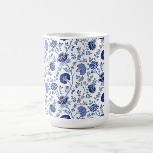Jakobobsflorale Blues über Weiß Kaffeetasse (Rechts)