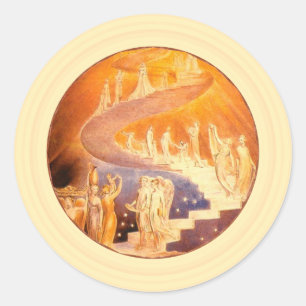 Jakobs Traum von William Blake Klassischer runder Aufkleber