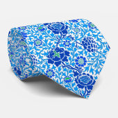 Jakobsblume, Marine, Weiß und Ceruléblau Krawatte (Gerollt)