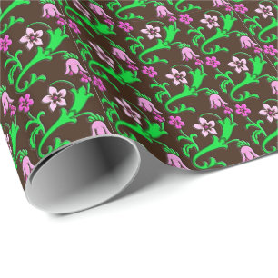 Jakobsblume - rosa, grün, Schokolade Geschenkpapier