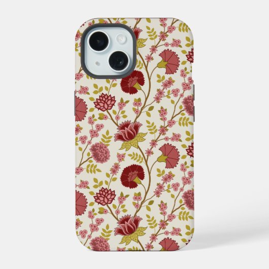 Jakobsbraun Muster Reds Pinks Gold Creme iPhone 15 Hülle (Rückseite)