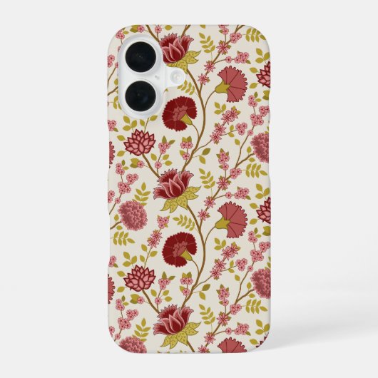 Jakobsbraun Muster Reds Pinks Gold Creme iPhone 16 Hülle (Rückseite)