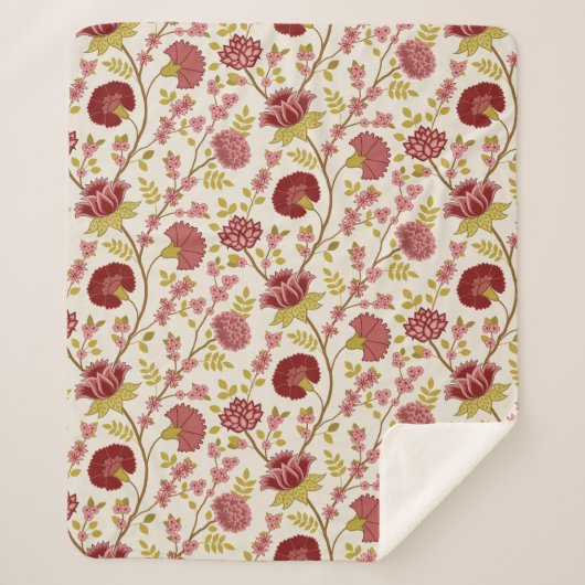 Jakobsbraun Muster Reds Pinks Gold Creme Sherpadecke (Vorderseite)