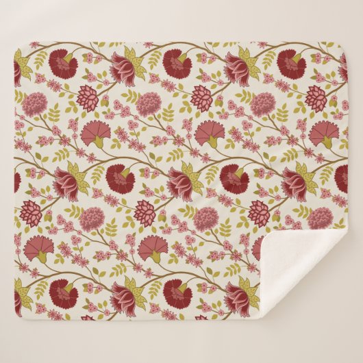 Jakobsbraun Muster Reds Pinks Gold Creme Sherpadecke (Vorderseite (Horizontal))