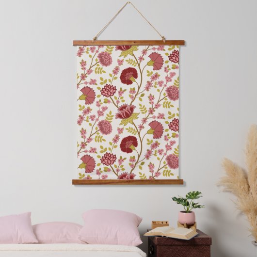 Jakobsbraun Muster Reds Pinks Gold Creme Wandteppich Mit Holzrahmen (Schlafzimmer)