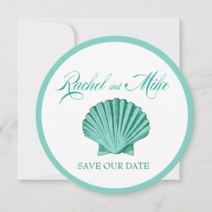Jakobsmuschel Strandhochzeit aqua Save The Date