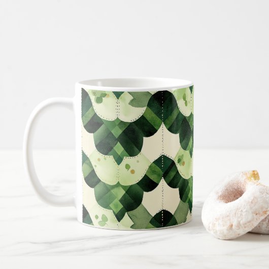 Jakobsmuschel-Wasserfarbe-Klee Kaffeetasse (Mit Donut)