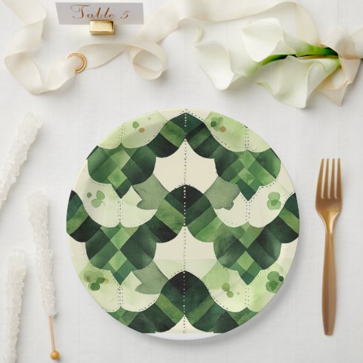 Jakobsmuschel-Wasserfarbe-Klee Pappteller (Hochzeit)