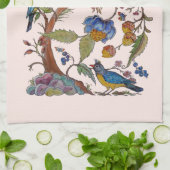 Jakobus Blush Pink Bird Blumengefolter Vintag Geschirrtuch (Gefaltet)