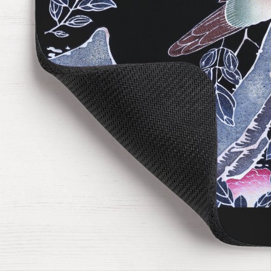 Jakuchu,"Papagei am Zweig einer blühenden Rose" Mousepad (Ecke)