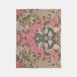 Jakuchu Rose Harmony Fleece Blanket