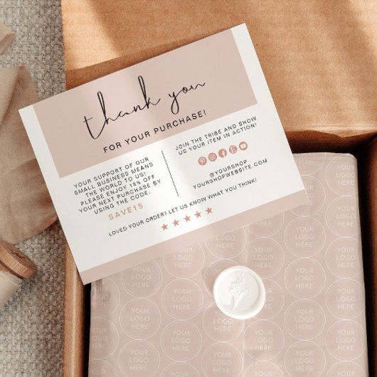 JALAINE Modern Pink Small Business Danke Karte