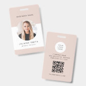JALAINE Moderne Minimal Blush Business Mitarbeiter Ausweis (Vorder- & Rückseite)