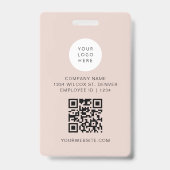 JALAINE Moderne Minimal Blush Business Mitarbeiter Ausweis (Rückseite)