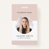 JALAINE Moderne Minimal Blush Business Mitarbeiter Ausweis (Vorderseite)