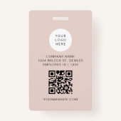 JALAINE Moderne Minimal Blush Business Mitarbeiter Ausweis (Rückseite)