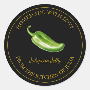 Jalapeno Jelly Label Schwarz Runder Aufkleber