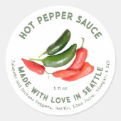 Jalapeño & Serrano Hot Pepper Sauce aus Liebe Runder Aufkleber (Vorderseite)