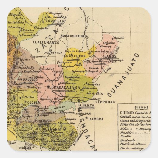 Jalisco, Mexiko Quadratischer Aufkleber (Vorderseite)