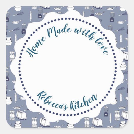 Jam Canning Label | Homemade Mason Jar Quadratischer Aufkleber (Vorderseite)