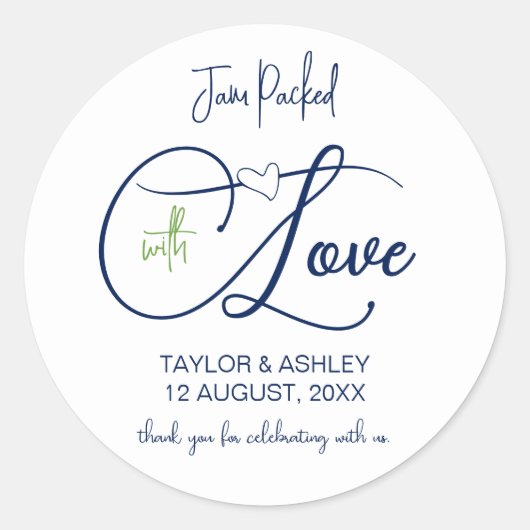 Jam Packed Jam Jar Wedding Label Runder Aufkleber (Vorderseite)