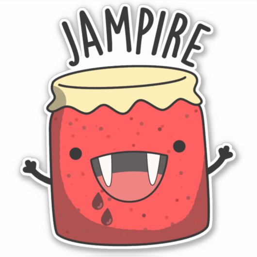 Jam-pire Funny Vampire Jam Pun Aufkleber (Vorderseite)
