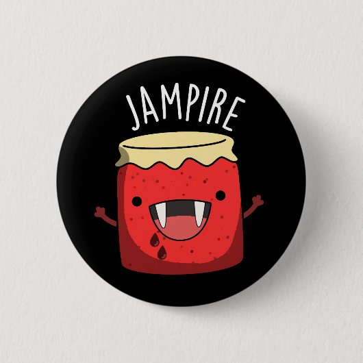 Jam-pire Funny Vampire Jam Pun Dark BG Button (Vorderseite)