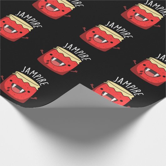 Jam-pire Funny Vampire Jam Pun Dark BG Geschenkpapier (Ecke)