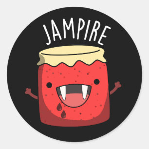 Jam-pire Funny Vampire Jam Pun Dark BG Runder Aufkleber