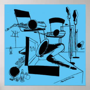 Jam Session Vintage-Illustration Poster