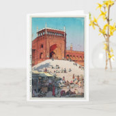 Jama Masjid, Delhi, Hiroshi Yoshida Karte (Gelbe Blume)