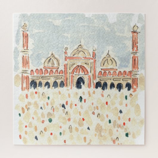 Jama Masjid Moschee India Watercolor Jigsaw Puzzle (Vertikal)