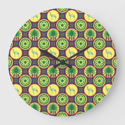 Jamahiri ® Libya | Africa Pattern Große Wanduhr (Vorderseite)