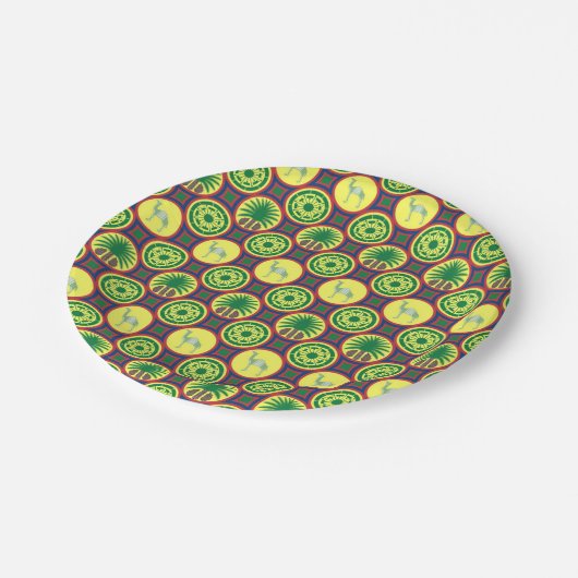 Jamahiri ® Libya | Africa Pattern  Pappteller (Schrägansicht)