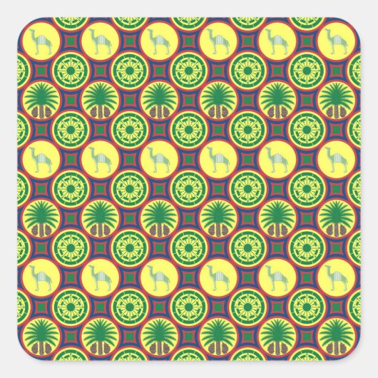 Jamahiri ® Libya | Africa Pattern Quadratischer Aufkleber (Vorderseite)