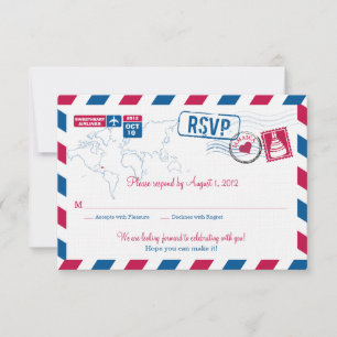 JAMAICA Air Mail Wedding RSVP Karte