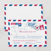 JAMAICA Air Mail Wedding RSVP Karte (Vorne/Hinten)